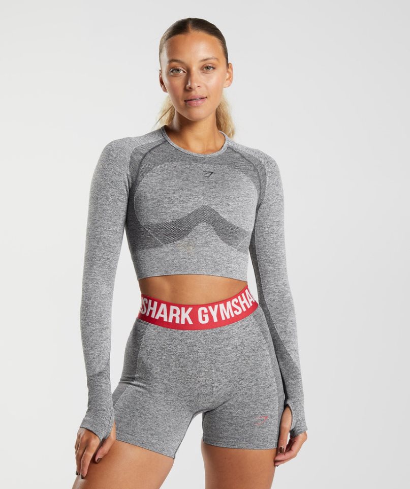 Przycięte Topy Gymshark Flex Long Sleeve Damskie Szare | PL 789MDO